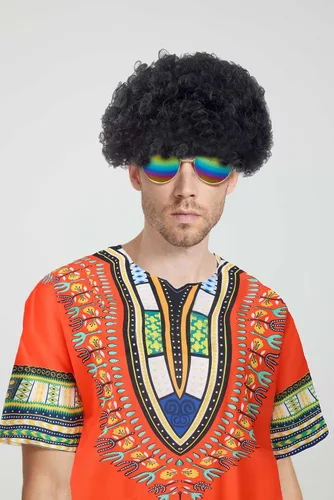Vista 2 de Gionforsy Disfraz hippie para hombres y mujeres, accesorios de disfraz de los años 60 y 70, camiseta, peluca, collar para disfraz de Halloween