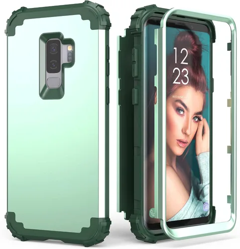 Vista 11 de IDweel Funda para Galaxy S9 Plus, para Galaxy S9+ funda azul para hombres y niños, 3 en 1, a prueba de golpes, delgada, híbrida, resistente