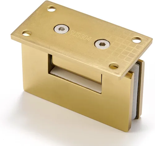 Vista 6 de Ranbo - Bisagra para puerta de cristal de ducha de 90 grados, color dorado, 1 paquete solid 5mm-thick 304 stainless steel, wall to glass mount