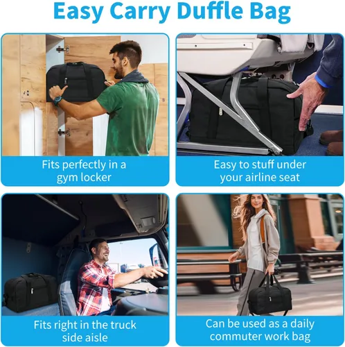 Vista 2 de Pequeña bolsa de gimnasio de 14 pulgadas, ligera, de transporte, mini bolsa de lona para viajes y deportes, Negro -, Bolsa de gimnasio pequeña