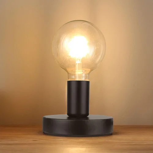 Vista 10 de Helunsi Lámpara de mesa industrial, base dorada E26 E27 sin pantalla, lámpara de escritorio mini corta con bombilla expuesta, soporte de bombilla