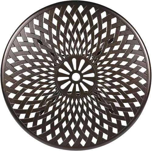 Vista 4 de Mesa redonda para patio al aire libre con agujero para paraguas, mesa de comedor de aluminio fundido para patio trasero, jardín o porche, 41.3