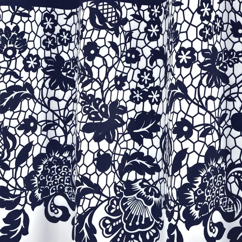 Vista 3 de LUSH DÉCOR Azul Marino Cortinas con Estampado Estate Garden de Lush Decor con Filtro de Luz, Juego de Paneles para Ventana para Sala, Comedor