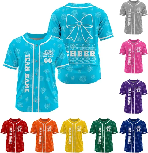 Vista 13 de Camiseta de béisbol de uniforme de animadora personalizada, camiseta de animadora para niñas, mujeres, jóvenes, niños, camiseta con purpurina