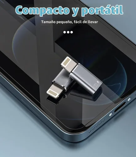 Vista 3 de Adaptador OTG para iPhone (paquete de 2) Dongle de auriculares USB C hembra a Lightning Macho, cargador convertidor de sincronización de datos