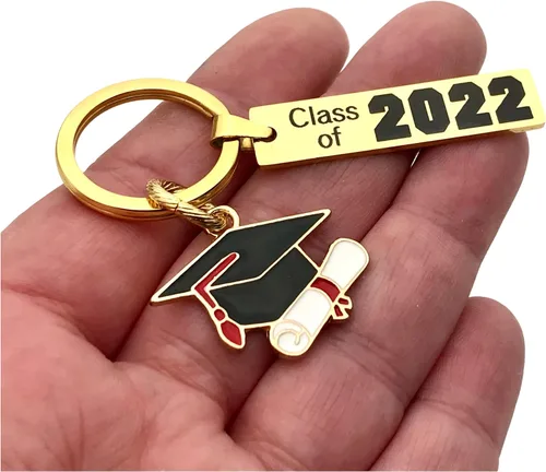 Vista 9 de Llavero de graduación grabado de oro con año de graduados