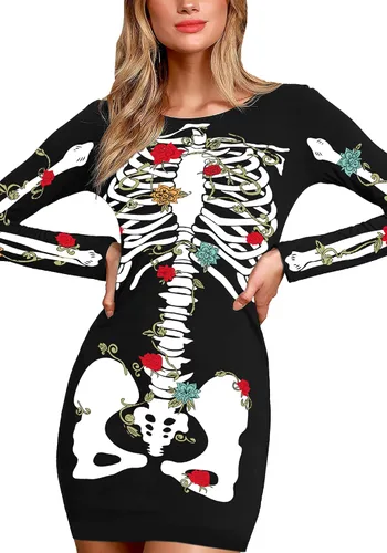 Vista 3 de Deerose Vestido de Navidad de manga larga para mujer, ajustado y elástico