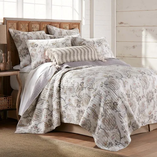 Vista 3 de Levtex Home - Juego de 2 fundas de almohada Ophelia Euro - Cuadros - Gris, gris topo, rubor y crema - Euro (26 x 26 pulgadas), sin inserto
