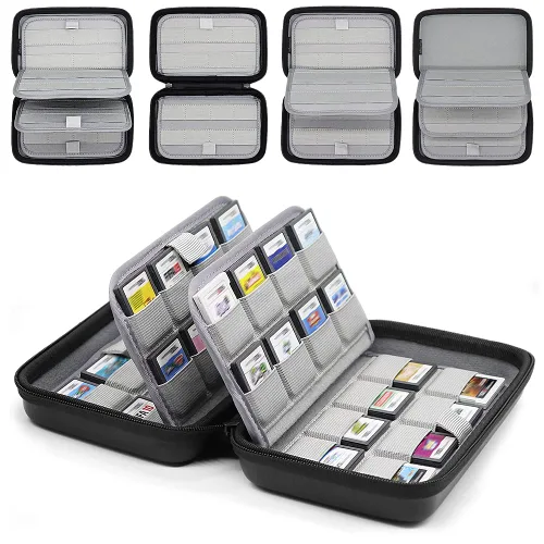 Vista 2 de sisma 64 DS 3DS Games Case Compatible with Nintendo 3DS 2DS DS Switch Game Cartridges, Game Card Holders Hard Shell Storage Case, Black
