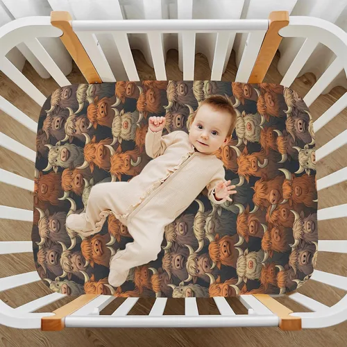 Vista 7 de Fitted Crib Sheets Highland Cows Mini Crib Sheets for Boy & Girl Toddler Mattress Sheets Playard Sheet 21216692