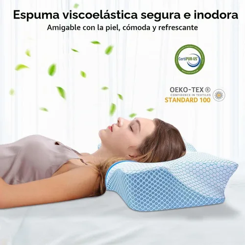 Vista 8 de Anvo Almohada cervical para el cuello y el dolor de hombros, almohadas de espuma viscoelástica para aliviar el dolor de dormir, ortopédica