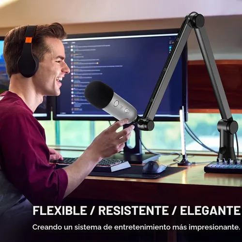 Vista 6 de Youshares Blue Yeti - Soporte de micrófono con filtro pop, brazo de micrófono de alta calidad, brazo de brazo resistente con gestión de cables
