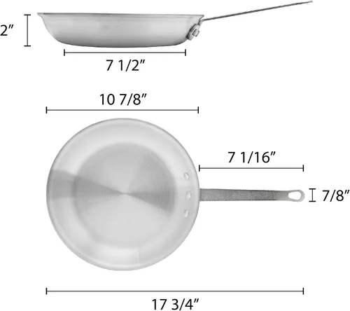 Vista 2 de Thunder Group ALSKFP003C Sartén, 10.0 in (de) diámetro., 0.138 in de espesor, sin tapa, mango remachado, agujero para colgar, aluminio, satinado