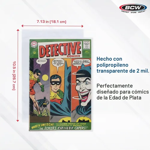 Vista 2 de BCW Bolsas resellables de cómics de la Edad de Plata – 200 unidades Calidad de archivo, protección sin ácidos para cómics de la Edad de Plata 7