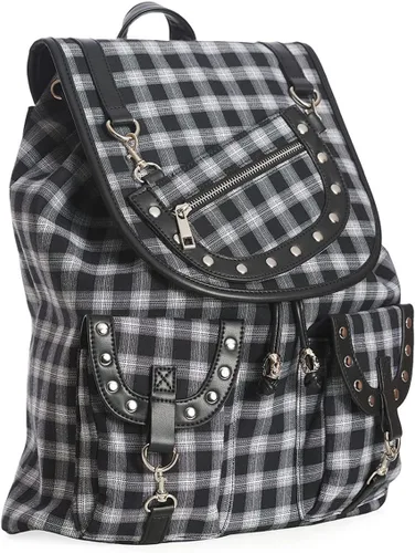 Vista 3 de Lost Queen Yamy - Mochila de mano con cordón y diseño de calavera, Negroblanco, Cordón