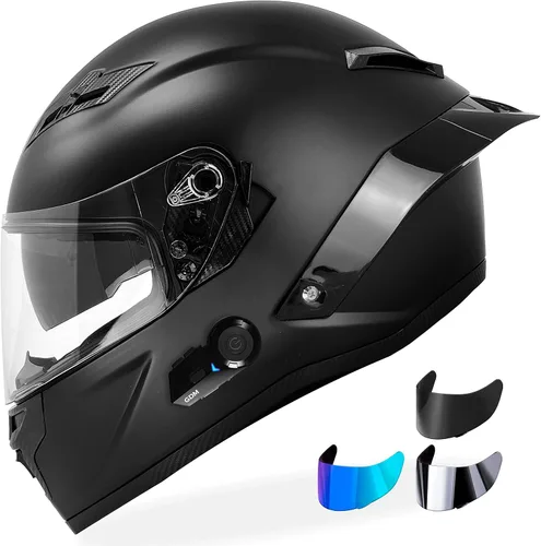 Vista 3 de Casco de motocicleta Bluetooth con escudos transparentes, tintados, iridio