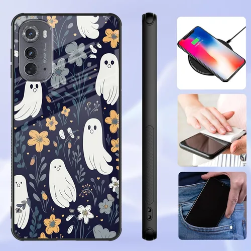 Vista 5 de Funda para Motorola Moto Edge 2022, cubierta trasera de vidrio templado con protector de pantalla, funda protectora a prueba de golpes para Motorola