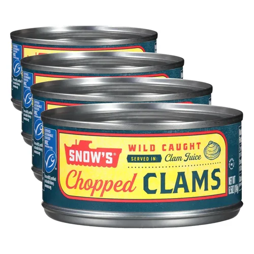 Vista 16 de Snow's Almejas Cortadas Silvestres Enlatadas, Lata de 6.5 oz - 5g de Proteína Por Porción - Sin Gluten, Apto para Keto, 99% Libre de Grasa