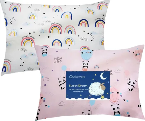 Vista 14 de Funda de almohada para niños pequeños, paquete de 2 fundas de almohada 100% algodón para niños y niñas, funda de almohada de 15 x 23 pulgadas, se