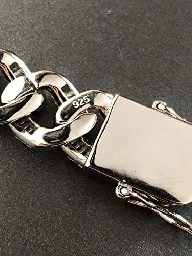 Vista 7 de HarlemBling Solid 925 Sterling Silver - Baguette CZ Iced Mens Miami Cuban Link Bracelet - 12mm - Heavy 62 Grams