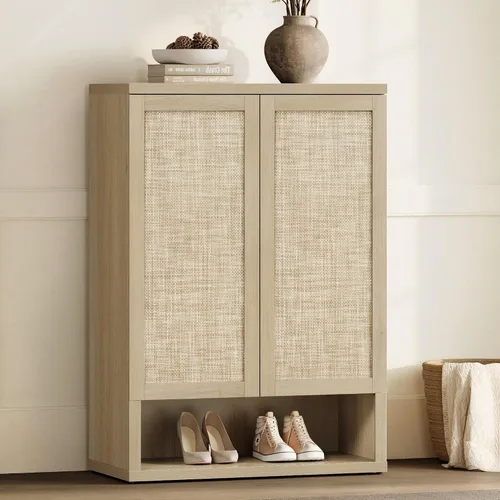 Vista 17 de SICOTAS Gabinete de almacenamiento de zapatos de ratán – Armarios modulares para zapatos con puerta alta y grande para almacenamiento de zapatos