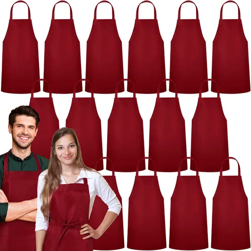 Vista 8 de Foaincore Paquete de 36 delantales con peto, delantales lisos a granel para hombre y mujer, delantal unisex para adultos, lavable a máquina, Negro