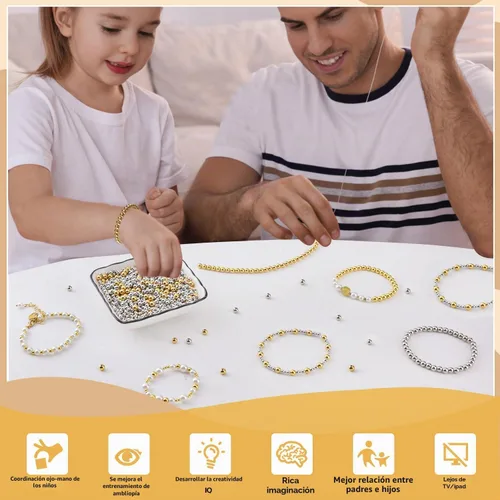 Vista 5 de 300 cuentas rellenas de oro de 18 quilates para hacer joyas, cuentas redondas de pulsera, oro de 0.118 pulgadas, latón, suministro hecho a mano