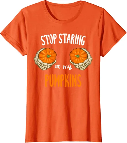 Vista 16 de Stop Staring at My Pumpkins for Hot Witches, camiseta de brasier de Halloween, Negro