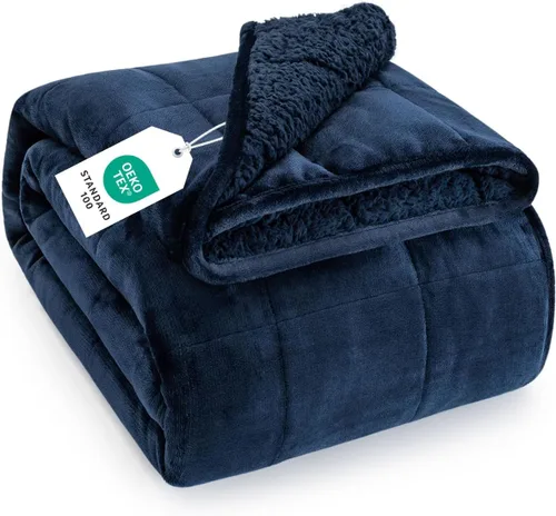 Vista 42 de Topblan - Manta pesada para adultos de 12 libras, suaves y cómodas mantas de forro polar con sherpa lanudo, manta pesada de jacquard elegante