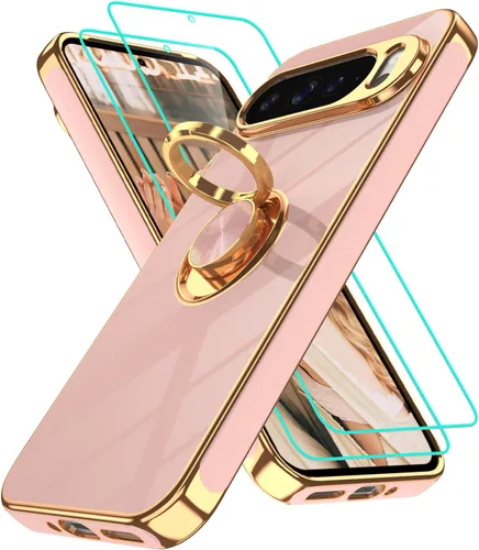 Vista 23 de Funda para Motorola Moto G 5G 2024: Funda Moto G Play 5G 2024 con 2 piezas de protectores de pantalla, soporte de anillo de rotación de 360°