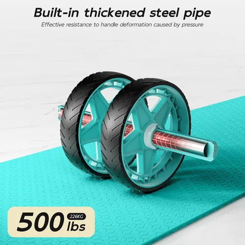 Vista 6 de Double-Wheel Ab Roller for Core Training – Rebound Design with Adjustable Elastic Band, Silent Non-Slip Wheels, Detachable Build, Knee Pad & Bands