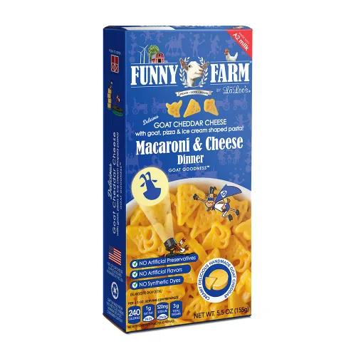 Vista 3 de FUNNY FARM Queso cheddar de cabra con cabra, pizza y helado, pasta en forma de macarrones y queso, 6 onzas (paquete de 8)