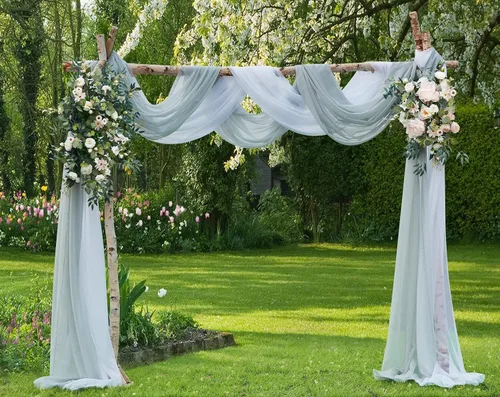 Vista 35 de Warm Home Designs Paquete de Tela para Arco de Boda Tiene 2 Scarves de 216 Pulgadas (18 Pies) en Tela Azul Marino y Blanco para Ceremonia de Boda