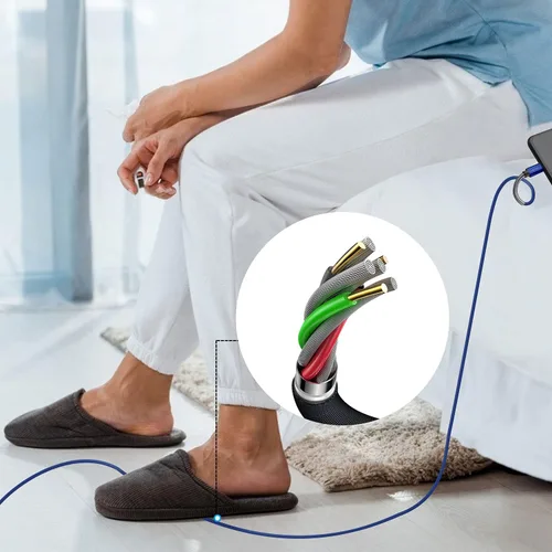 Vista 7 de Paquete de 3 unidades de 6 pies [1.82 m] Cable de carga compatible con Samsung Galaxy S9, S10, S8 Plus (3 A, carga rápida), cable TPE USB C, USB A