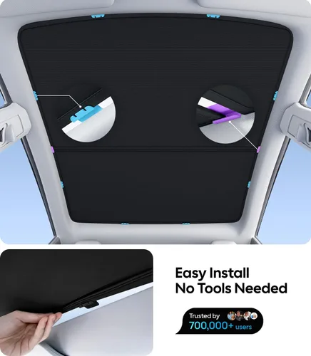 Vista 5 de Wigoo Para Tesla Model Y Accesorios Parasol Techo, Interior Negro