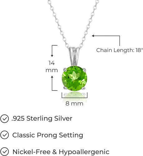 Vista 46 de Amazon Essentials Collar con colgante de piedra natal de corte redondo de plata de ley de 18 pulgadas (anteriormente colección Amazon)