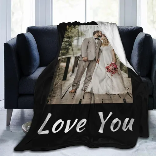 Vista 18 de Manta de cama personalizada con texto de fotos, mantas personalizadas con collage de fotos, mantas personalizadas para regalo de cumpleaños 1 Foto