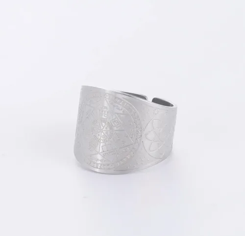 Vista 3 de Seals of The Seven Arcángeles - Anillo de sello ajustable para hombre, amuleto de cábala, acero inoxidable, joyería para hombres y mujeres