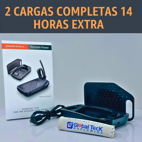 Vista 2 de Poly Plantronics Voyager 5200 - Funda de carga y soporte de acoplamiento, paquete global de Teck con paño de microfibra GTW