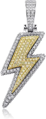 Vista 24 de JINAO Hip Hop - Colgante con diseño de rayo chapado en oro de 18 quilates con circonita cúbica con micropave de imitación de diamante para hombres