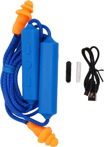 Vista 3 de ASHATA Auriculares Bluetooth con banda para el cuello, IPX5, a prueba de agua, 200 mAh, recargable, para taller de construcción (azul)