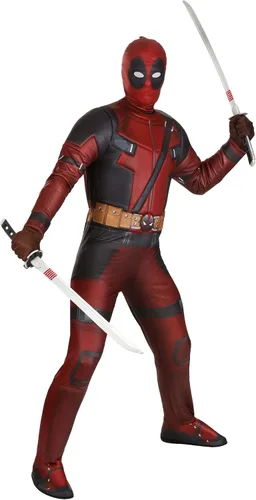 Vista 2 de Marvel - Disfraz de Deadpool de lujo para adultos, disfraz de superhéroe de Halloween para hombres, con licencia