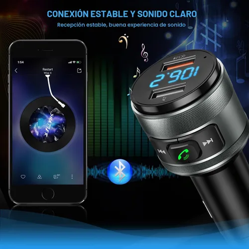 Vista 4 de IMDEN Transmisor FM Bluetooth 6.0 para adaptador de coche con reproductor