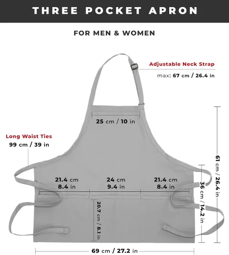 Vista 6 de Chef Works - Delantal unisex de tres bolsillos