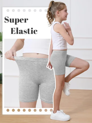 Vista 3 de Resinta Paquete de 6 pantalones cortos de ciclismo para niñas, ropa de verano, multicolor