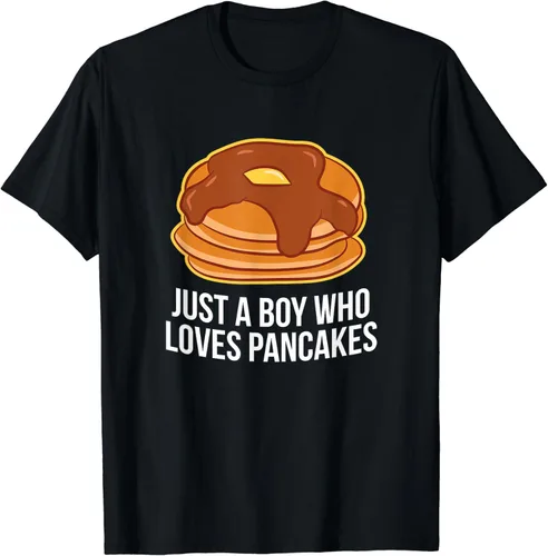 Vista 2 de Camiseta Just a Boy Who Loves Pancakes, Negro, S