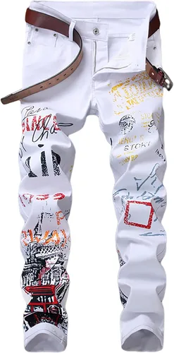 Vista 9 de Enrica Pantalones vaqueros estampados casuales para hombre
