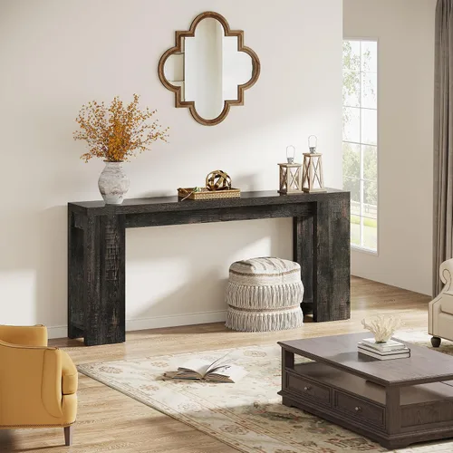 Vista 4 de Tribesigns Mesa Consola Extra Larga de 70.9 Pulgadas, Mesa de Sofá de Madera Estilo Granja Detrás del Sofá, Mesa de Acento Estrecha para Entrada