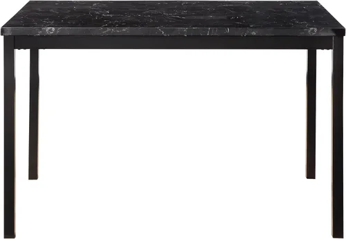 Vista 4 de Juego de 4 sillas de comedor para habitación, mesa y asientos de cocina, tapicería de piel sintética, marco de metal, muebles de comedor casuales