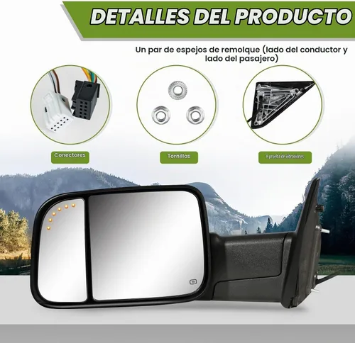 Vista 7 de Espejos de remolque para Ram 1500 2009-2018, Ram 2500 3500 2010-2018 Negro